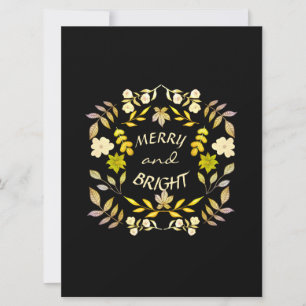 Tarjeta Festiva GOLDEN MERRY Y BRIGHT personalizado