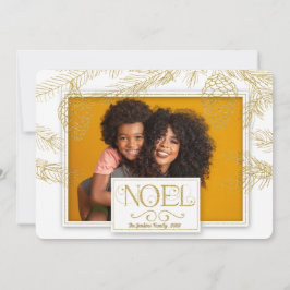 Tarjeta Festiva Golden Pines Noel Foto Botánica