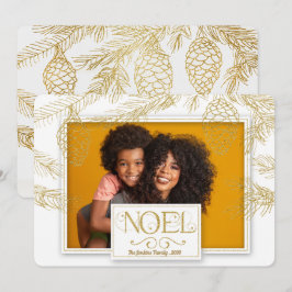 Tarjeta Festiva Golden Pines Noel Foto Botánica