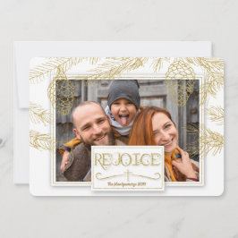 Tarjeta Festiva Golden Pines se alegran de la foto de la Cruz Cris