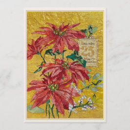 Tarjeta Festiva Golden Poinsettia | Blank Fine Art Christmas