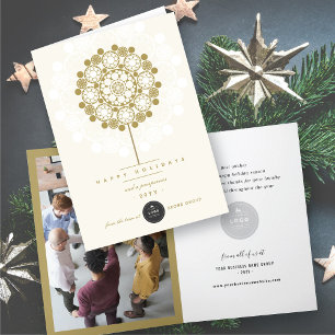 Tarjeta Festiva Golden Prosperous Bloom Your Business Logo Elegant