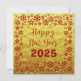 Tarjeta Festiva Golden red Square wish card with golden stars
