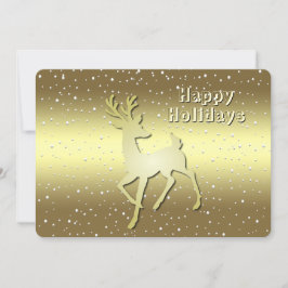 Tarjeta Festiva Golden Reindeer Snowy Holiday Card