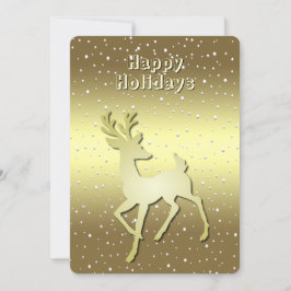 Tarjeta Festiva Golden Reindeer Snowy Holiday Card