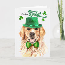 Golden Retreiver Dog Lucky St Patrick's Day