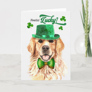 Tarjeta Festiva Golden Retreiver Dog Lucky St Patrick's Day