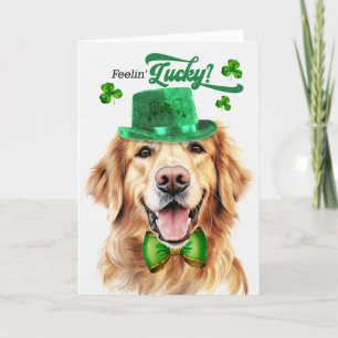 Tarjeta Festiva Golden Retreiver Dog Lucky St Patrick's Day