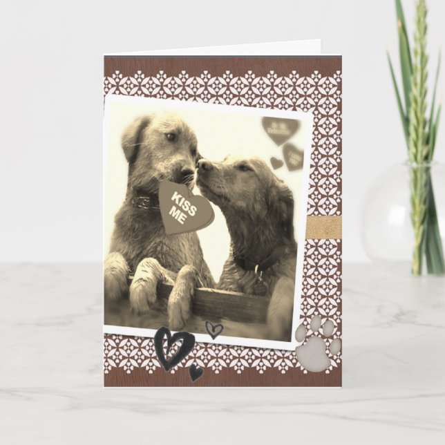 TARJETA FESTIVA GOLDEN RETRIEVE DOG VALENTINE TE AMO (Anverso)