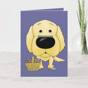 Tarjeta Festiva ¿Golden retriever - caza del hueso de Pascua,