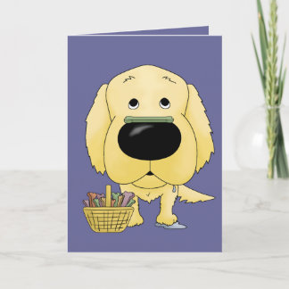 Tarjeta Festiva ¿Golden retriever - caza del hueso de Pascua,