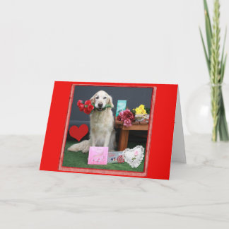 Tarjeta Festiva Golden retriever con las flores para el el día de