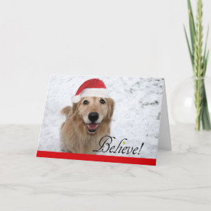 Tarjeta Festiva Golden Retriever cree en los Navidades