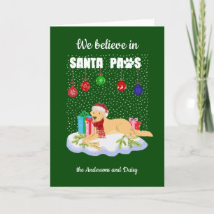 Tarjeta Festiva Golden Retriever cree en los Navidades de Santa Pa