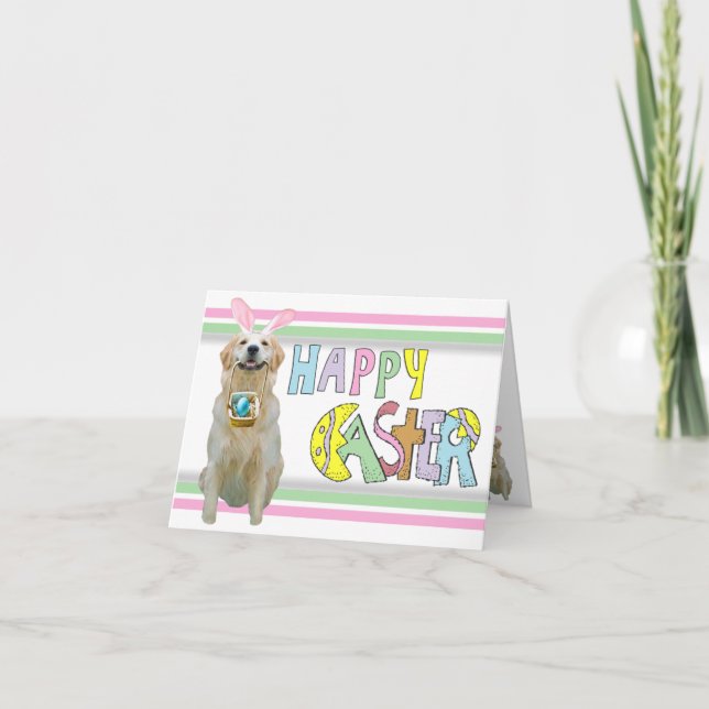 Tarjeta Festiva Golden retriever de Pascua (Anverso)