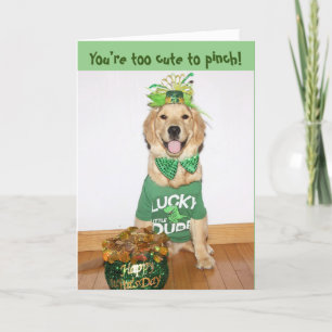 Tarjeta Festiva Golden Retriever Demasiado Lindo para Pellizcar el
