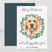 Golden Retriever Dog Elegant Merry Christmas