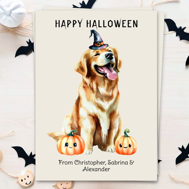 Tarjeta Festiva Golden Retriever Dog Happy Halloween (Subido por el creador)