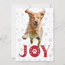 Tarjeta Festiva Golden Retriever Dog Joy Paw Print Snowflakes Xmas