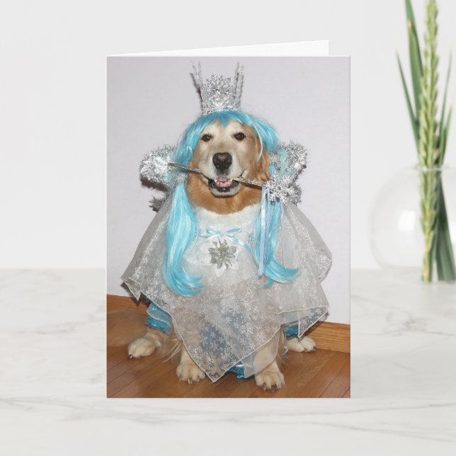 Tarjeta Festiva Golden Retriever Fairy Merry Christmas (Anverso)