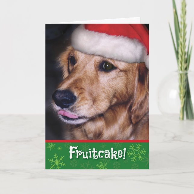 Tarjeta Festiva Golden Retriever - Fruitakes Navidades divertidos (Anverso)