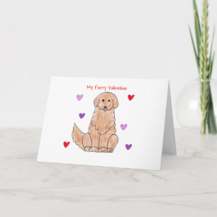 Tarjeta Festiva Golden Retriever Furry Valentine