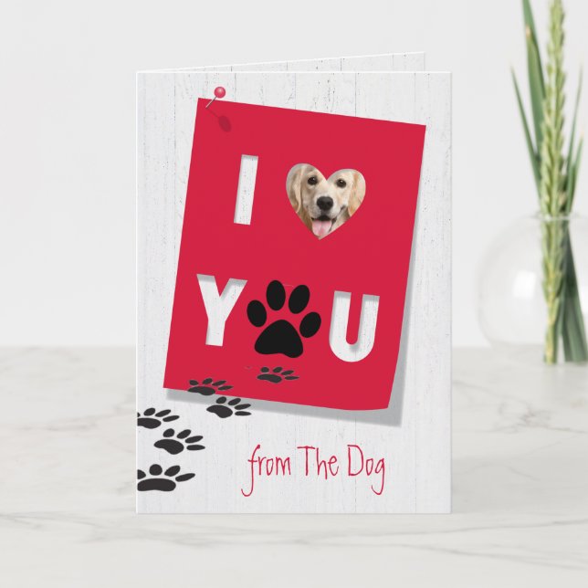 Tarjeta Festiva Golden Retriever I Love You Birday (Anverso)