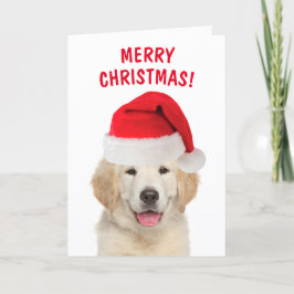 Tarjeta Festiva Golden Retriever Merry Christmas