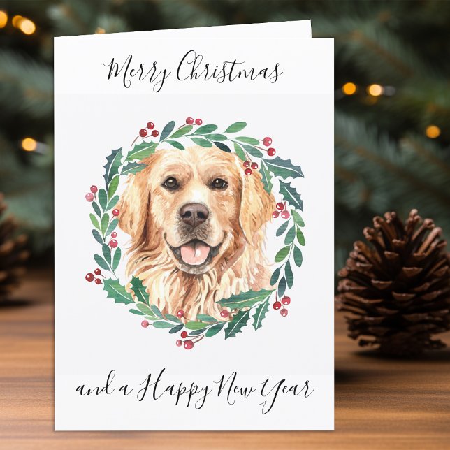 Tarjeta Festiva Golden Retriever Merry Christmas Trendy Dog (Subido por el creador)