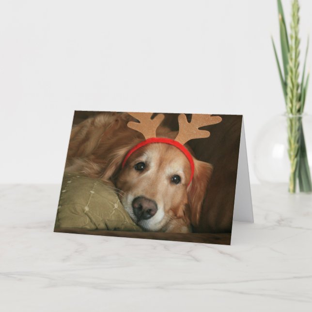 Tarjeta Festiva Golden Retriever Miss You Navidades (Anverso)