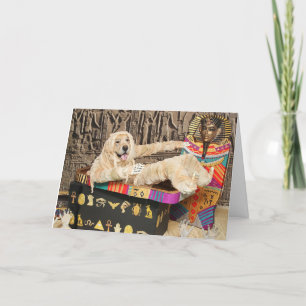 Tarjeta Festiva Golden Retriever Momia Egipcia Halloween 
