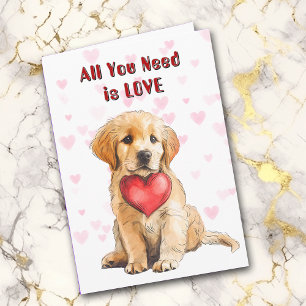 Tarjeta Festiva Golden Retriever Puppy Dog All You Need Valentine