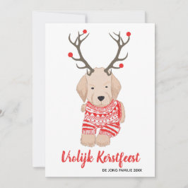 Tarjeta Festiva Golden Retriever Puppy Kerst Trui Gewei