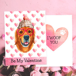 Tarjeta Festiva Golden Retriever te quiero perro día de San Valent