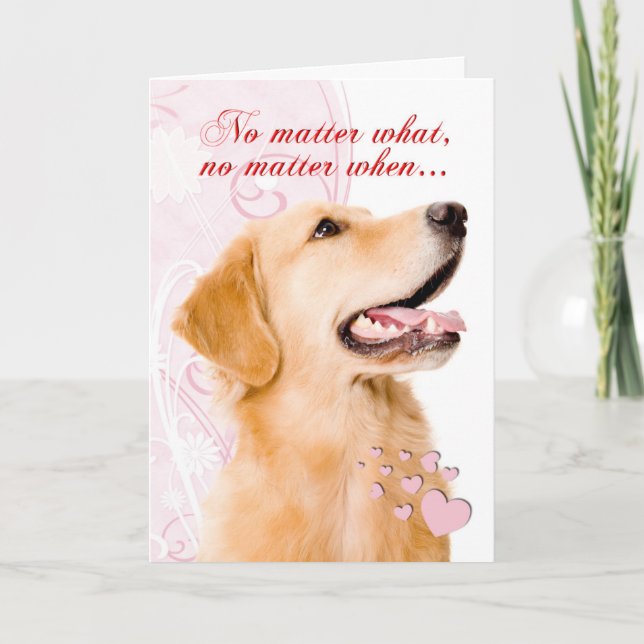 Tarjeta Festiva Golden Retriever Valentine (Anverso)