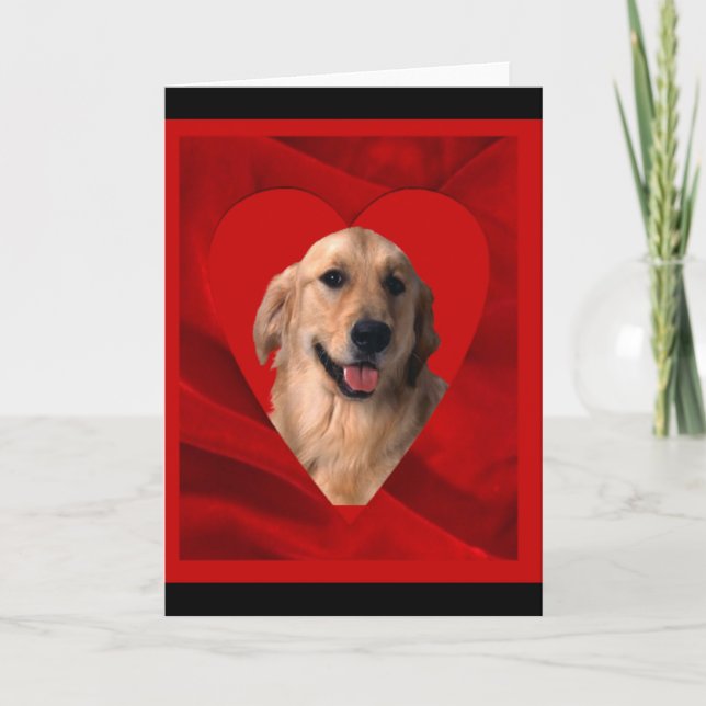 Tarjeta Festiva Golden Retriever Valentine (Anverso)