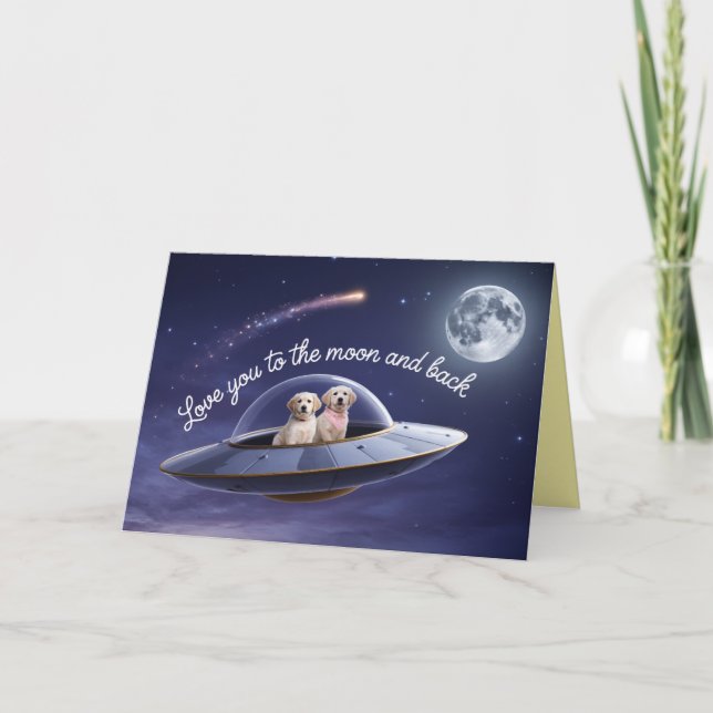 Tarjeta Festiva Golden Retriever Valentine Day's Card (Anverso)