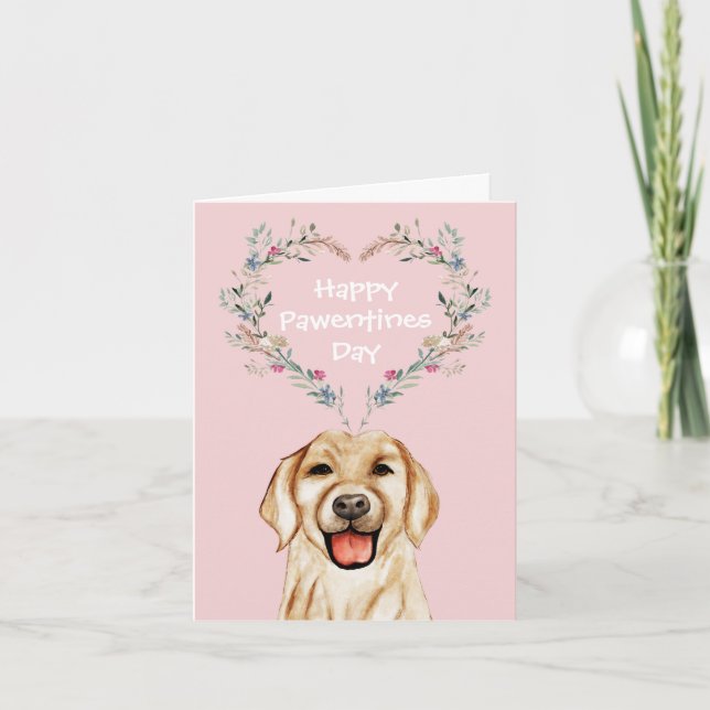 Tarjeta Festiva Golden Retriever Valentines (Anverso)