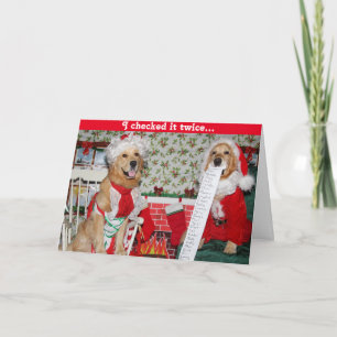 Tarjeta Festiva Golden Santa Checks Lista de Navidades con la Sra.