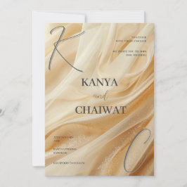Tarjeta Festiva Golden Satin Luxe Wedding Invitation | Sparkle Cre