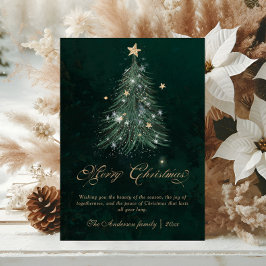 Tarjeta Festiva Golden Script Christmas Tree 