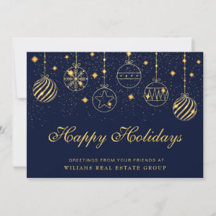Tarjeta Festiva Golden Sparkle Christmas Balls Corporate Greeting
