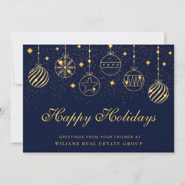 Tarjeta Festiva Golden Sparkle Christmas Balls Corporate Greeting (Anverso)