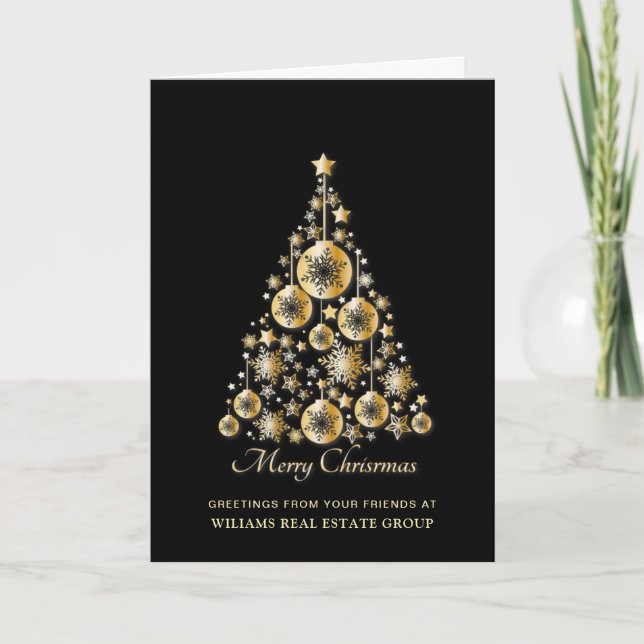 Tarjeta Festiva Golden Sparkle Navidades Stars Corporate Greby (Anverso)