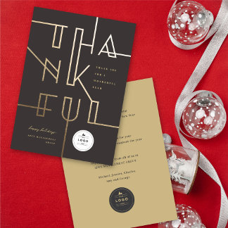 Tarjeta Festiva Golden Thanklines Estilish Typography Business