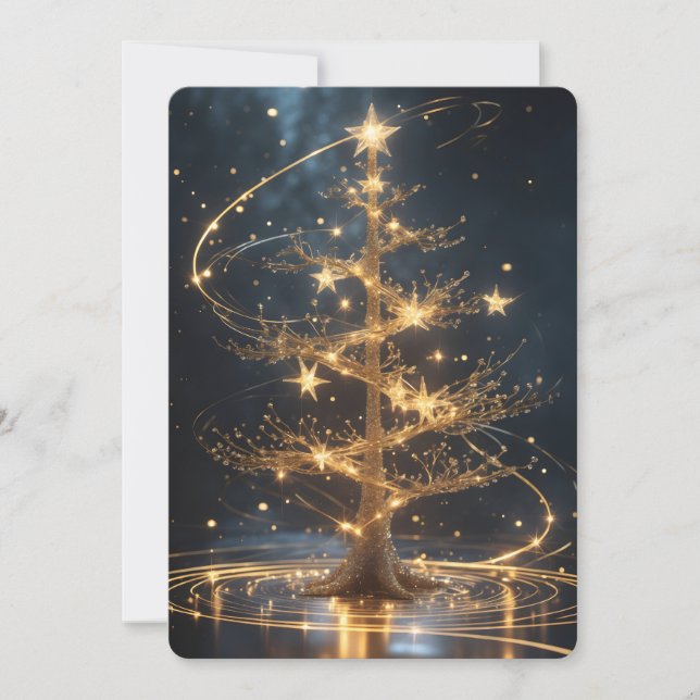 Tarjeta Festiva Golden Tree Holiday Greeting Card (Anverso)