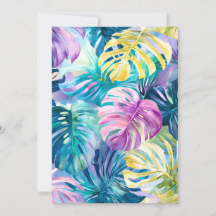 Tarjeta Festiva Golden Watercolor Tropical Leaves Paradise