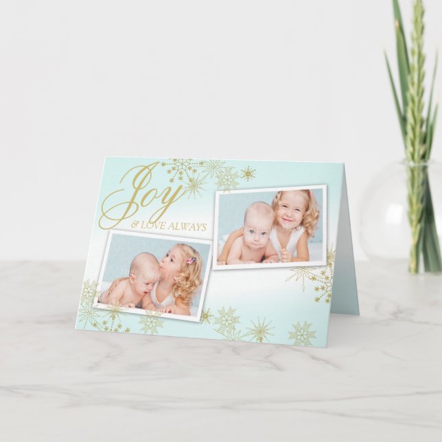 Tarjeta Festiva Golden Winter Snowflakes Photo (Anverso)