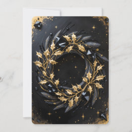 Tarjeta Festiva Golden Winter Wreath Holiday Greeting Card