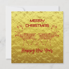 Tarjeta Festiva Golden wish card Merry Christmas new year reindeer